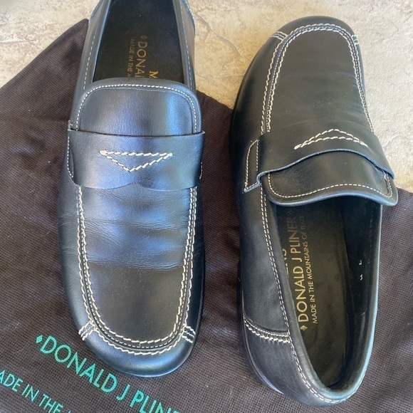Vintage Donald J Plainer Men\'s Black Leather Penny‎ Loafers Slip On Size 7M main image 11